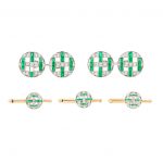 Art Deco Platinum, Gold, Emerald and Diamond Dress Set