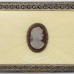 Fine Art Deco Sterling Silver, Enamel & Carved Cameo Agate Card Case