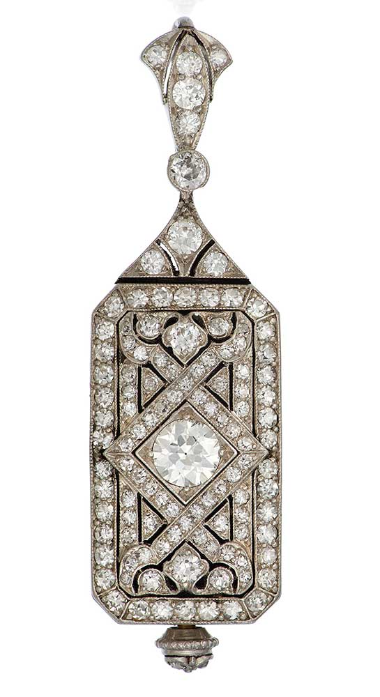 TIFFANY & CO. ART DECO DIAMOND PENDANT WATCH