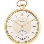 INTER. AN 18K GOLD KEYLESS WIND OPEN FACE POCKET WATCH