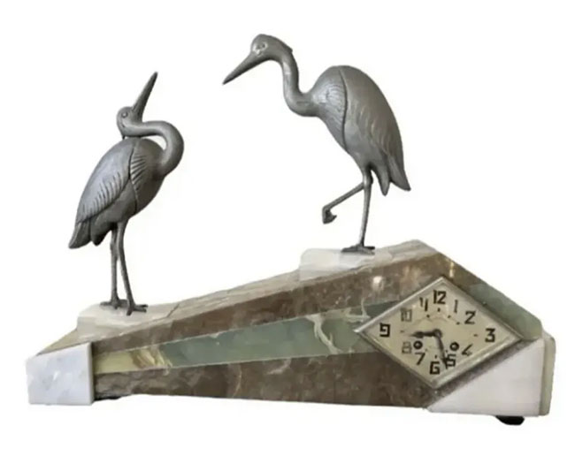 Art Deco Clock with cranes
